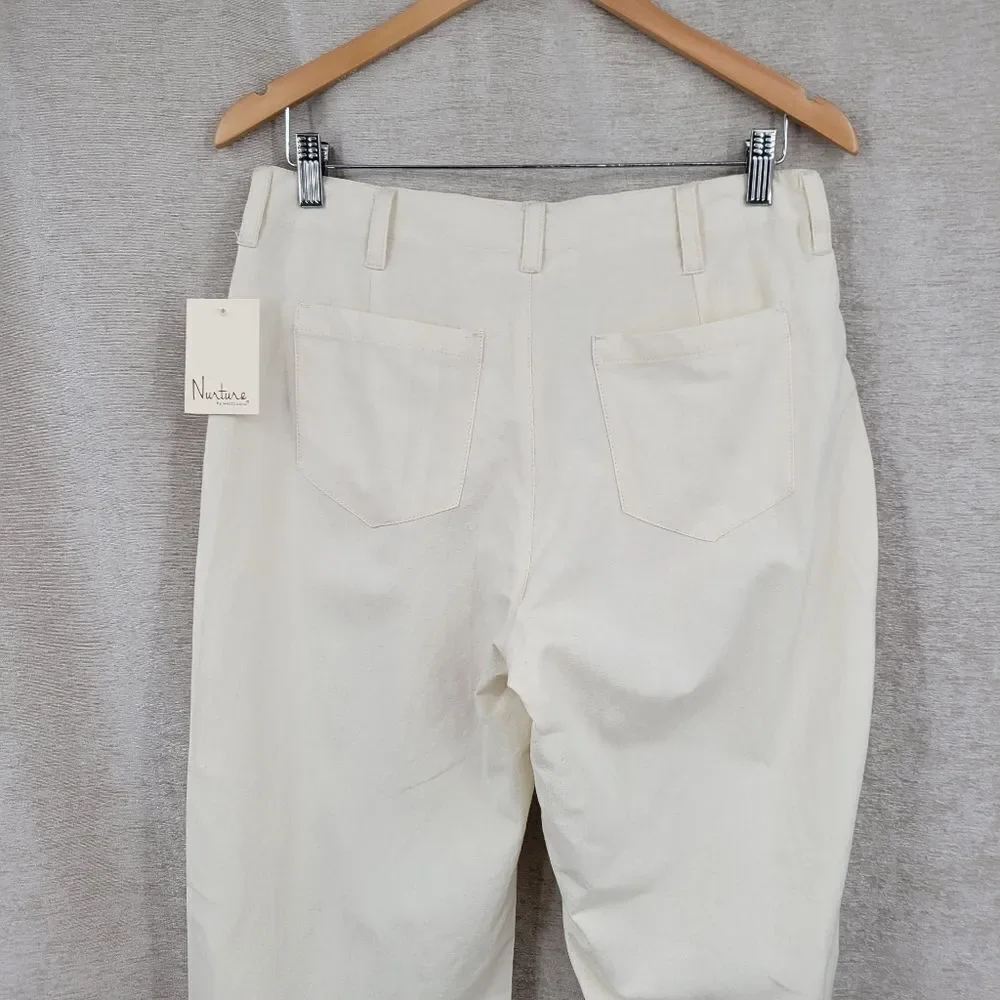Nurture by Westbound Linen Blend Utility Side Pocket Cropped Wide Leg Ankle Pant